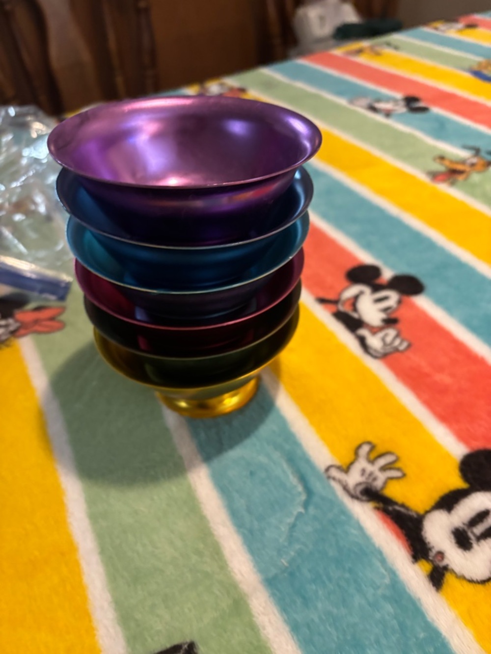Iridescent aluminum Bowls - Purple/Blue/Gold good for ice cream sundae